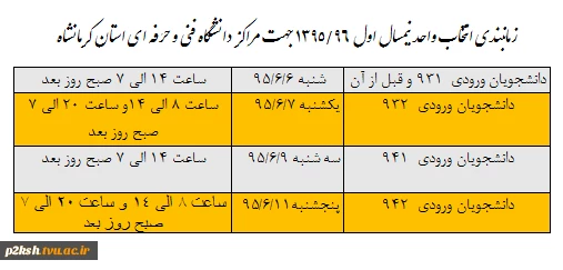 زمانبندی انتخاب واحد 2