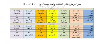 اطلاعیه انتخاب واحد نیمسال اول 1401-1400