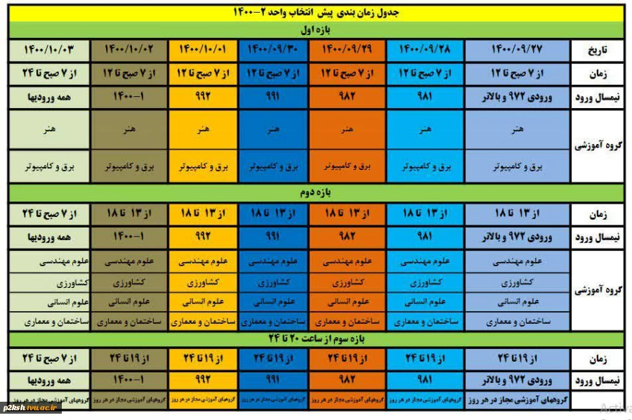 اطلاعیه  پیش انتخاب واحد 2